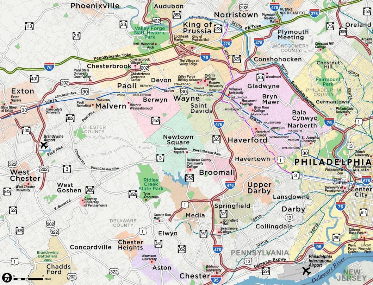 地图的主要线路的费城