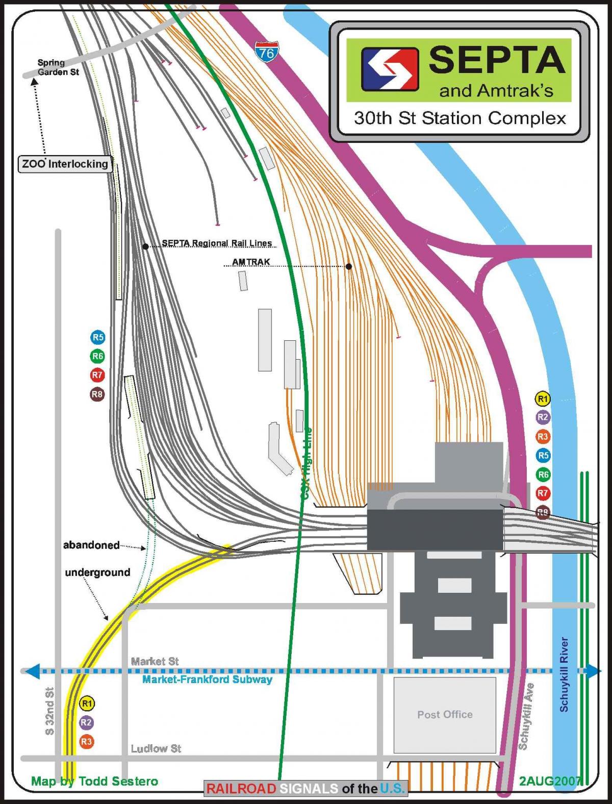 费城的第30大街火车站地图