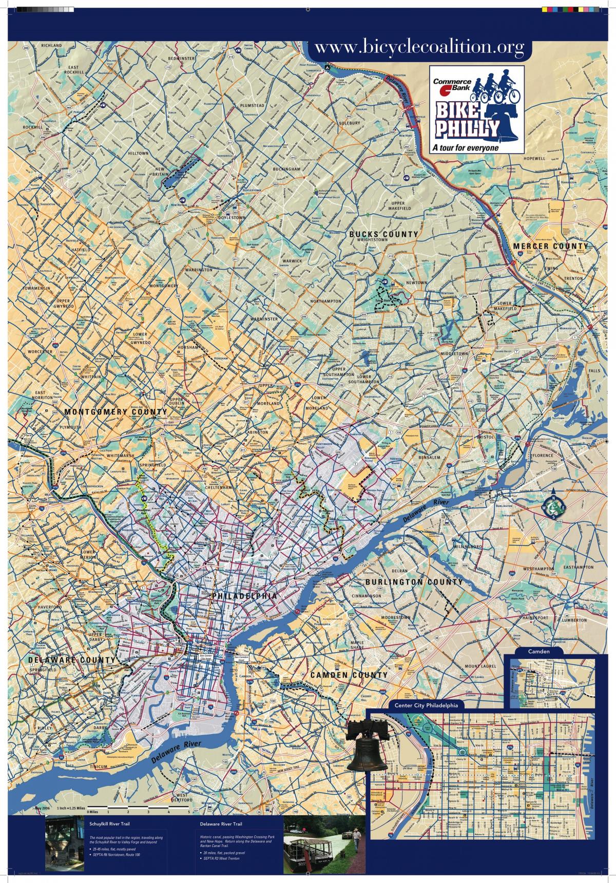 费城的自行车的地图