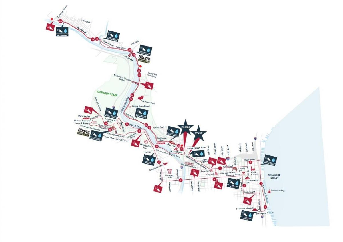 费城的马拉松2015年的地图