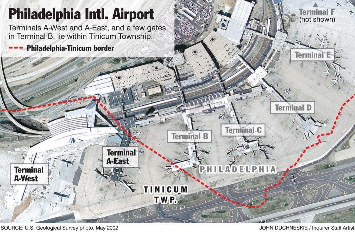 费城国际机场的地图